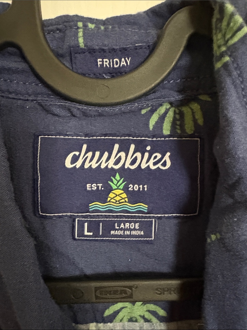 Chubbies Friday Navy Short-Sleeve Palm Print Button-Up Shirt - Picture 2 of 6